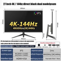 Monitor curvo 2k para videojuegos, 144hz, 24 / 27 pulgadas, novedad
