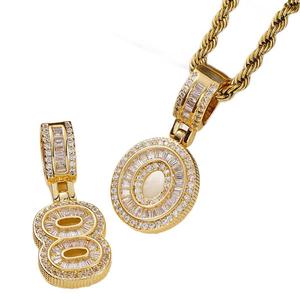 Colar Personalizado de Hip Hop com Pingente de Zircônia em Formato de Número Digital 0-9 Banhado a Cobre com Cristais de Açúcar, Amuleto da Sorte, Estilo Punk Moderno - Product Image 4