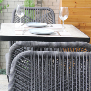 Outdoor Fashion Möbel Stuhl Restaurant Metall Rattan Esszimmers tuhl mit Kissen zum Verkauf - Product Image 6