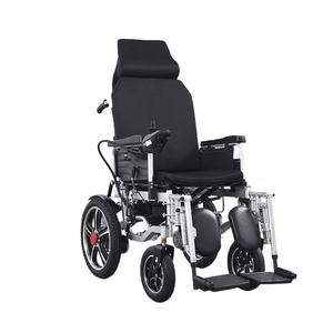 Kursi roda lipat ringan bahan baja, kursi roda untuk orang tua cacat dapat dibaringkan datar - Product Image 2