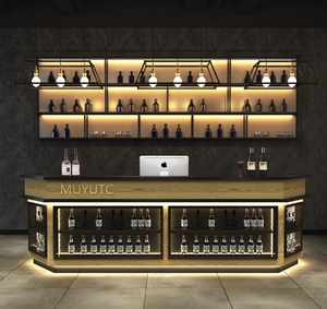 Comptoir de bar de restaurant de boîte de nuit de stockage <span class=keywords><strong>multicouche</strong></span> rond blanc de conception contractée à vendre - Product Image 2