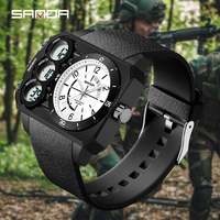 Reloj Deportivo Digital de Cuarzo Multifuncional SANDA 6237 con Esfera Rectangular y Correa de TPU, Perfecto para Aventuras al Aire Libre, Reloj de Pulsera para Hombre