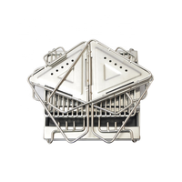 Barbecue pliable d'extérieur, poêle de camping à 3 niveaux, chauffage au charbon de bois réglable en hauteur