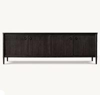 Meuble TV console de rangement à quatre portes en bois massif, fait main, style moderne, pour salon de ferme, hôtel et villa, en chêne, RH OEM