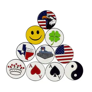 custom logo golf ball marker for golf divot too hat clip and poker chip