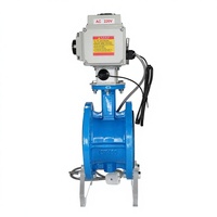 Vanne papillon à bride électrique DN50 2 pouces, type Wafer, en acier inoxydable SS304, avec joint rigide, 220V AC