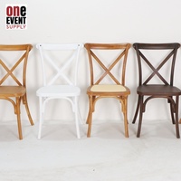 Chaise en plastique empilable à dossier croisé aspect bois vintage pour hôtel, fête, événement, chaise d'invité