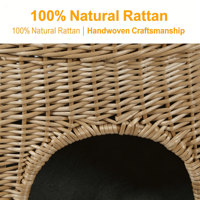 Umweltfreundliches Handgewebtes Rattan-Dreieck-Eckbett für Katzen Höhle Nest mit Weichem Waschbarem Kissen Haustier-Schlafplatz