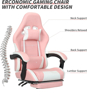 Rosa elegante <span class=keywords><strong>Sillas</strong></span> Gamer ordenador <span class=keywords><strong>Gaming</strong></span> <span class=keywords><strong>Sillas</strong></span> de carreras con reposapiés - Product Image 4