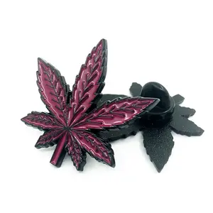 manufacturer wholesale custom metal plating plant leaf weed design safety enamel pin