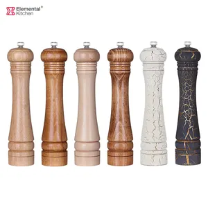 8 ''Klassieke Houten Molen Serie Aanpassing Rubber Hout Zout Pepermolen Jar Met Molen Top