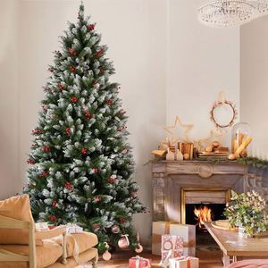 Árbol de Navidad Artificial Gigante Decorado con Bayas y Piñas, con Base Metálica para Mesa, Material PE y PVC, de Lujo para Interiores - Product Image 2