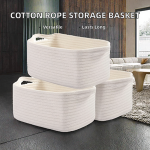 Multifunctional Modern Simplicity Eco-Friendly Rectangle Hand Woven Cotton <b>Rope</b> Storage Basket Living Room Organizer for Fruit - Product Image 2