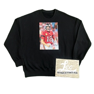 Sweat-shirt à col rond en tapisserie personnalisée <span class=keywords><strong>sans</strong></span> <span class=keywords><strong>capuche</strong></span> <span class=keywords><strong>Pull</strong></span>-over à <span class=keywords><strong>capuche</strong></span> en patchwork <span class=keywords><strong>noir</strong></span> gaufré de poids lourd pour hommes - Product Image 5