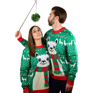 Рождественский праздничный свитер унисекс, забавные свитера с длинными рукавами и подсветкой