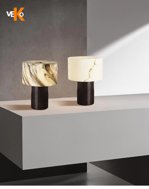 VEKO Marble Bedside Lamps in the Bedroom Hotel Alabaster Table Lamp for Living Room