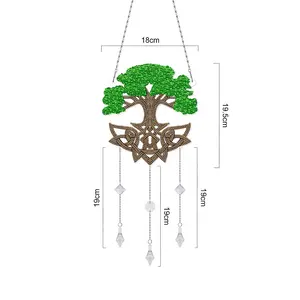 5D ديي شجرة على شكل شجرة الاكريليك اليدوية حلم الماسك حجر الراين شنقا الحرف الماس اللوحة أجراس الرياح