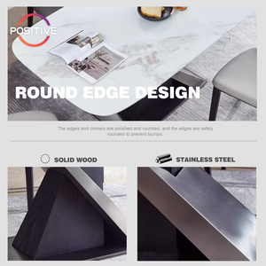 Ánh sáng sang trọng thép không gỉ rắn gỗ chân bàn ăn cao cấp hình chữ nhật Microcrystalline bàn ăn OY-1839 - Product Image 3