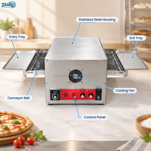 Horno Eléctrico Comercial para <span class=keywords><strong>Pizza</strong></span> con Cinta Transportadora, Horno de Acero Inoxidable de 12 Pulgadas con Control Digital para Restaurante de <span class=keywords><strong>Pizza</strong></span> y Panadería - Product Image 4