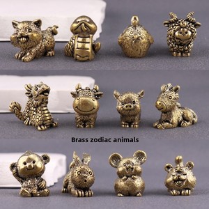 Figuras de latón fundido electrochapado del Zodíaco Chino: Rata, Buey, Tigre, Dragón, Serpiente, Caballo, Cabra, Mono, Gallina, Cerdo, Perro, Conejo - Product Image 3