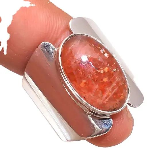 Natural Sunstone 925 Sterling Silver Wholesale Gemstone Handmade Silver Ring Jewelry Minimalist Jewelry