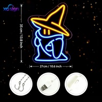 Décoration lumineuse LED néon fantôme sorcier d'Halloween pour mariage, alimentée par USB, à fixer au mur, pour fêtes, bars, maisons, bureaux et bâtiments