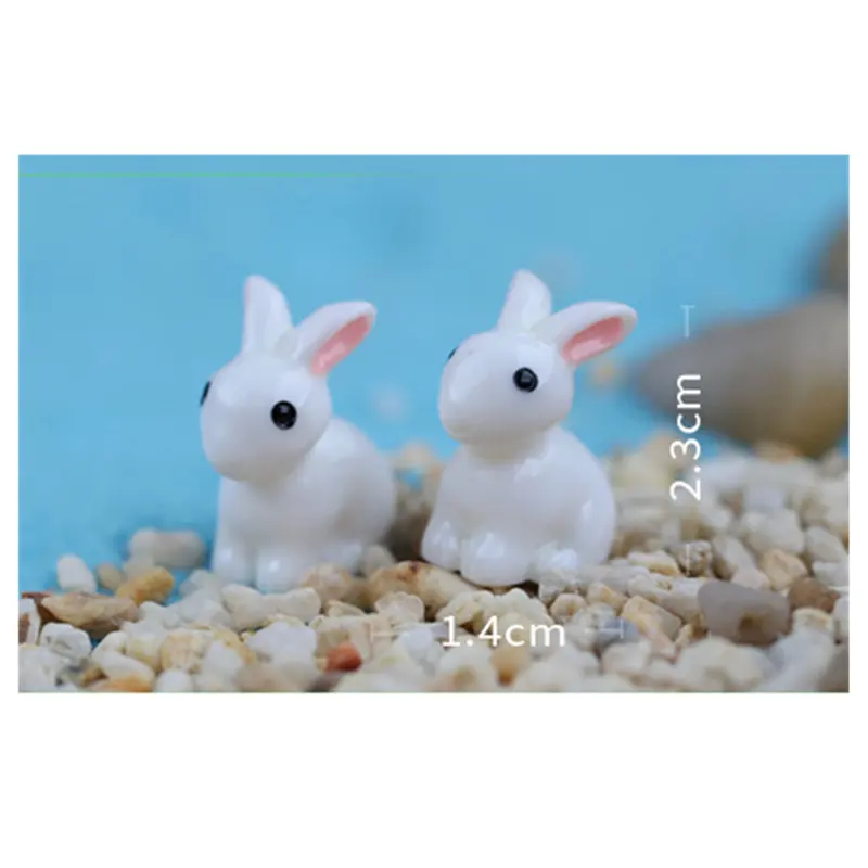 Rabbit Miniature Figurines Mini Rabbits Fairy Garden Moss Landscape Terrarium Crafts Ornament Accessories for Home Decoration