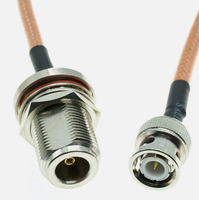 RG142 kabel koaksial BNC jantan ke N betina sekat RF Jumper Pigtail panjang 1m 5m 100m terbuat dari tembaga