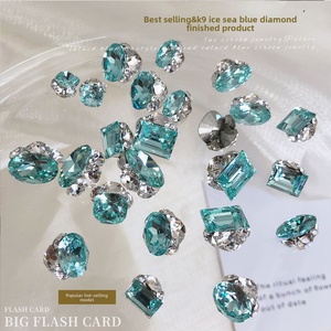 Paso Sico Ice Sea Blue Solid Glass Crystal Paved Rhinestone Nail Art Charm Super-Flashy No Back Setting-Egg-Shaped Long Straight - Product Image 2