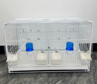 Cage à oiseaux de reproduction de haute qualité, nouveau style, solide, design moderne en fil de fer PP, respirante, disponible en noir et blanc, avec plateau en plastique.