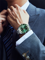 Montre automatique de luxe en acier inoxydable étanche, montre mécanique de plongée, montre de luxe pour homme