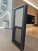 Ventana Plegable Moderna Negra de Vidrio Templado con Marco de Aleación de Aluminio, Aislamiento Térmico para Hogar/Bar