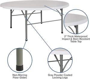 Lightweight Durable <b>Foldable</b> Plastic Outdoor <b>Table</b> with Sturdy Frame for Picnic Garden Party <b>Camping</b> - Product Image 4