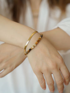 สร้อยคอสไตล์วินเทจ <span class=keywords><strong>JoJo</strong></span> สำหรับทุกเพศ ขายดี ลูกปัดไทเกอร์อายและพิคเจอร์แจสเปอร์ ชุบทอง 14K หินธรรมชาติ ทำด้วยมือ - Product Image 6