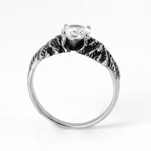 Anillo Punk Gótico de Acero Inoxidable 316 con Espinas y Circones para Hombre, Metal Plateado Pulido con Textura Desgastada, Estilo Oscuro y Romántico para Uso Diario - Product Image 3