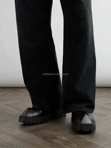 Zapatos de vestir Derby de cuero de pantorrilla con punta cuadrada exagerada de alta calidad para hombre, zapatos Derby de botas de rinoceronte negro - Product Image 3