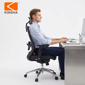 Chaise de bureau ergonomique KINSHA moderne avec support lombaire, hauteur réglable, tissu en maille, pivotante électrique, appuie-tête réglable - Product Image 1