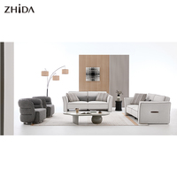 Ensemble de canapés modernes 1+2+3 avec design modulaire pliable en daim et mousse haute densité pour appartement, hôtel et usage commercial