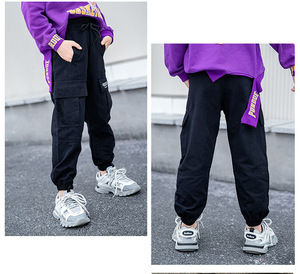 Importation de produits en Chine Nouveau pantalon <span class=keywords><strong>noir</strong></span> kaki de couleur unie Pantalon <span class=keywords><strong>cargo</strong></span> en jean pour filles et enfants - Product Image 3