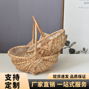 <b>Flower</b> <b>baskets</b>, hand-woven rattan handmade gifts, American-style hand-held <b>flower</b> pot <b>baskets</b>, <b>flower</b> arrangement <b>baskets</b>, - Product Image 5