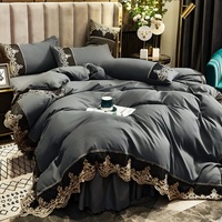 Nouvelle collection de parures de lit de luxe 4 pièces pour mariage, style européen et américain, avec jupe de lit et couette, taille King Size