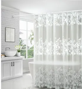 2024 Modern Cobblestone Pattern Translucent Bathroom Curtain With Hooks 3D Shower Curtain Waterproof Mildew EVA Bath Curtains