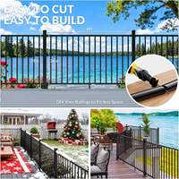 Système de garde-corps modulaire moderne en acier inoxydable/aluminium, kit de garde-corps à piquets avec revêtement en poudre noire pour balcon, véranda, patio, terrasse
