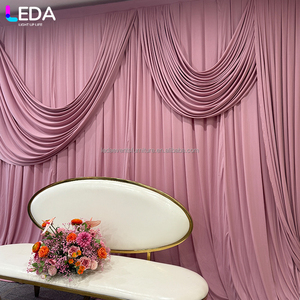 LEDA Tenda Decorativa Moderna Personalizzata a Tema Rosa con Drappeggio Frontale Incrociato in Spandex per Sfondi di Matrimoni ed Eventi - Product Image 2