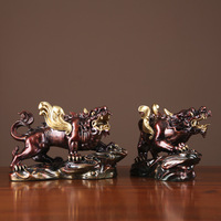 Ornements Pi Xiu Puissants en Cuivre Coloré de Style Chinois, Objets de Collection pour Entreprise, Entrée de Maison, Salon, Bureau, Artisanat de Bureau