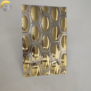 V206 <span class=keywords><strong>prix</strong></span> d'usine miroir brillant en relief motif irrégulier titane or argent feuille d'acier inoxydable pour la décoration de l'hôtel - Product Image 3
