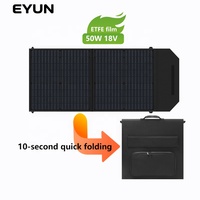 EYUN Panneau Solaire Portable Pliable 50W ETFE, Efficacité 23%, Taille Cellule 125mmx125mm, 420x900mm, pour Camping/Extérieur Mobile
