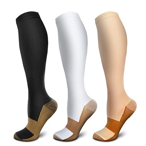 QG Compression Socks For Women <b>Knee</b> <b>High</b> Copper Ion Support Sports Socks Tall Length Color Blocking Design - Product Image 5