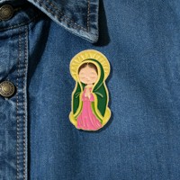 Broche personnalisée amusante et satirique, style antique et moderne, en émail et zinc, en gros, avec motifs Jésus et George Washington, pour revers de veste