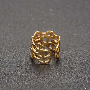 <span class=keywords><strong>Bague</strong></span> en acier inoxydable plaqué or pour femmes, anneau à maillons en forme <span class=keywords><strong>de</strong></span> grains <span class=keywords><strong>de</strong></span> café - Product Image 5